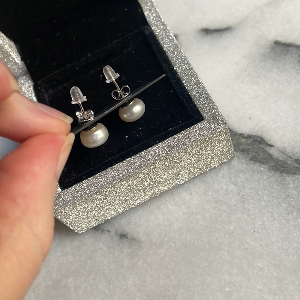 Freshwater pearl stud earrings sterling 925 - Picture 7 of 14